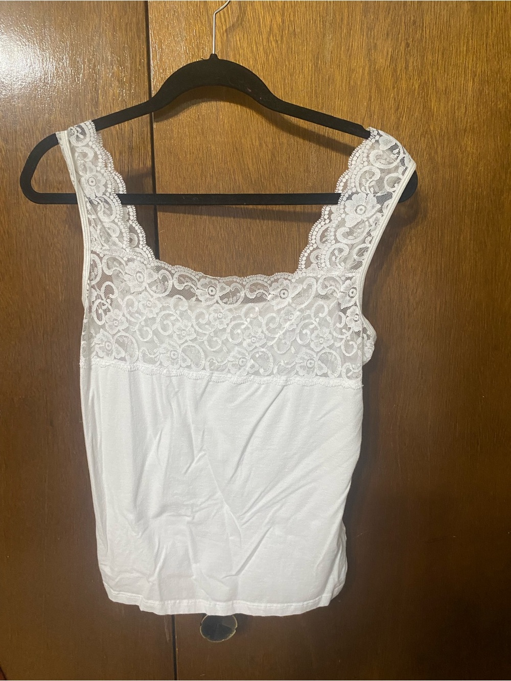 PINK Victoria's Secret White Lace-Trim Camisole